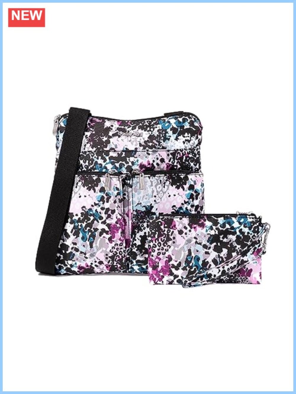 Lightweight Water-Resistant Nylon Crossbody Bag with RFID Wristlet Included